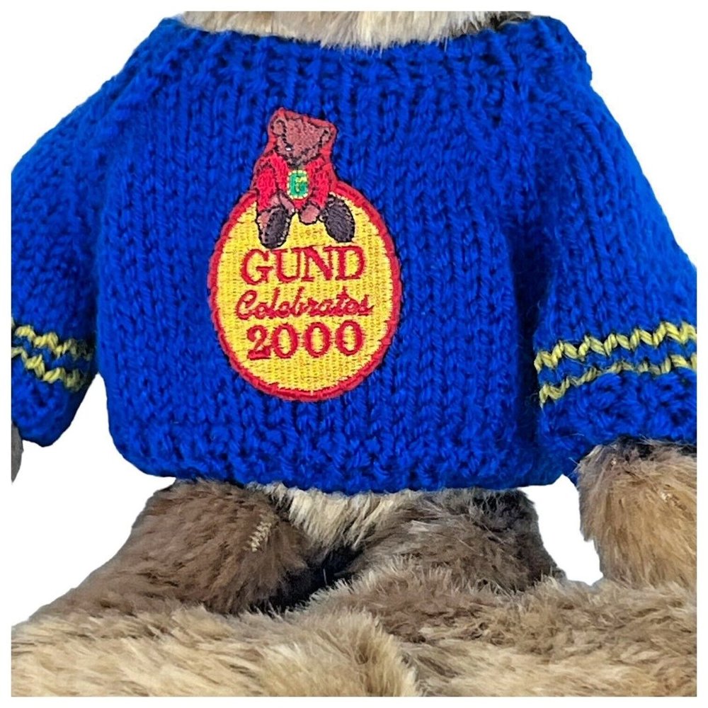 Gund COSMO The Teddy Bear Plush Celebrates 2000 Stuffed Animal 13” Blue Sweater - Picture 3 of 11